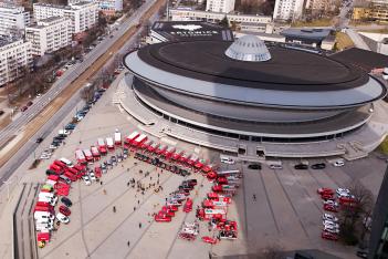 Uroczystość przekazania wozów dla PSP. 