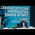 Konferencja prasowa 100 dni przed mistrzostwami świata sztafet na Stadionie Śląskim 