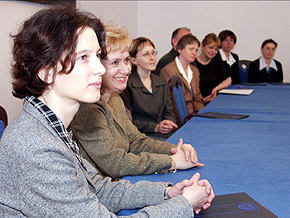  Nauczyciele podczas uroczystości w Sali Błękitnej Gmachu Sejmu Śląskiego 