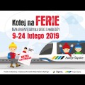  Grafika: Kolej na Ferie – bezpłatne przejazdy dla dzieci i młodzieży 9-24 lutego 2019 / graf. UMWS 
