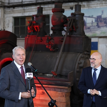 Konferencja prasowa dot. rozpoczęcia ostatniego etapu rewitalizacji dawnej kopalni „Katowice”. fot. Andrzej Grygiel / UMWS