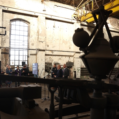 Konferencja prasowa dot. rozpoczęcia ostatniego etapu rewitalizacji dawnej kopalni „Katowice”. fot. Andrzej Grygiel / UMWS